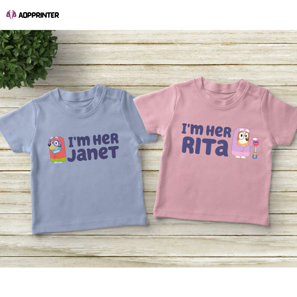 Bluey Inspired Grannies I’m Her Janet And I’m Her Rita T-Shirts