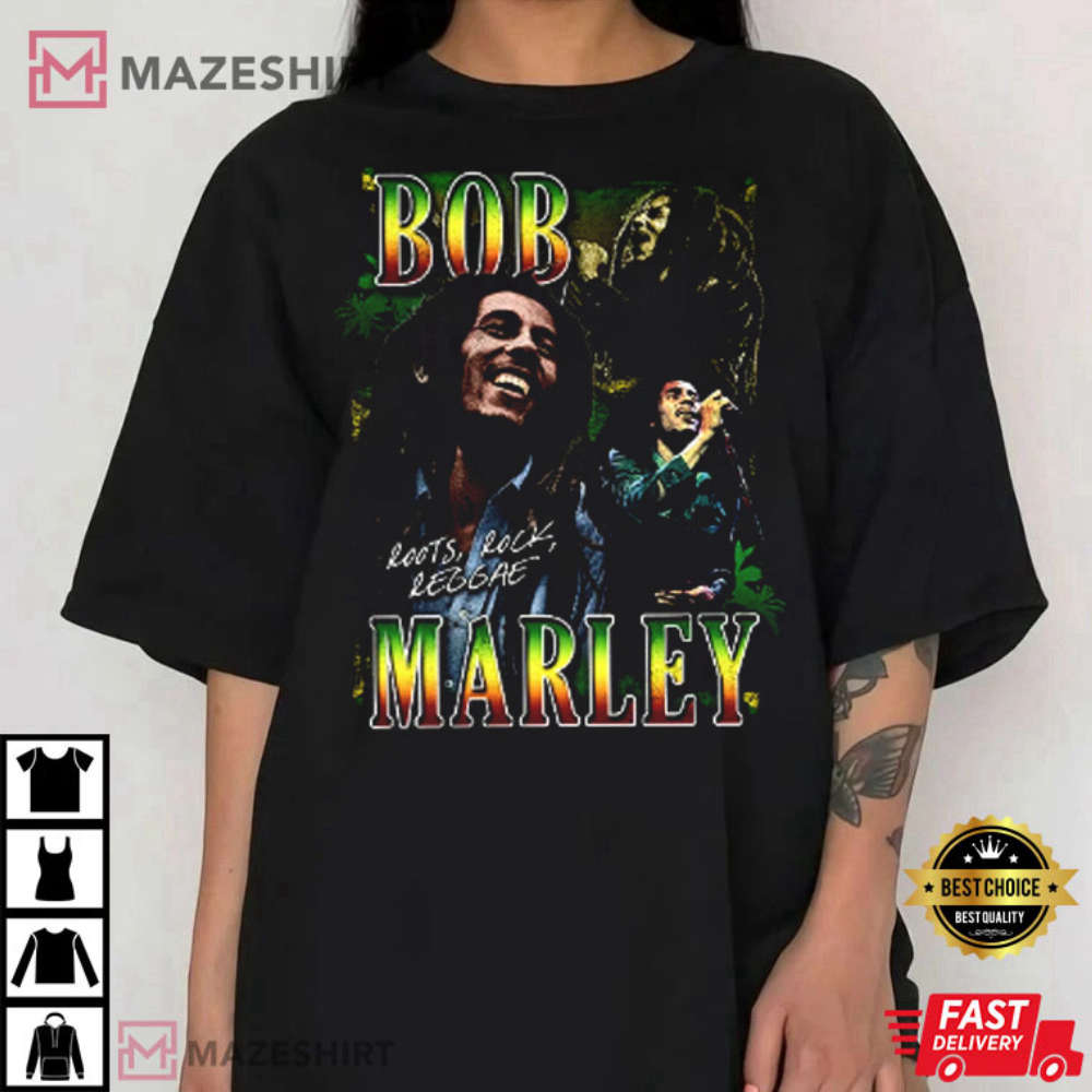 Bob Marley, Roots Rock Reggae Homage Logo T-Shirt