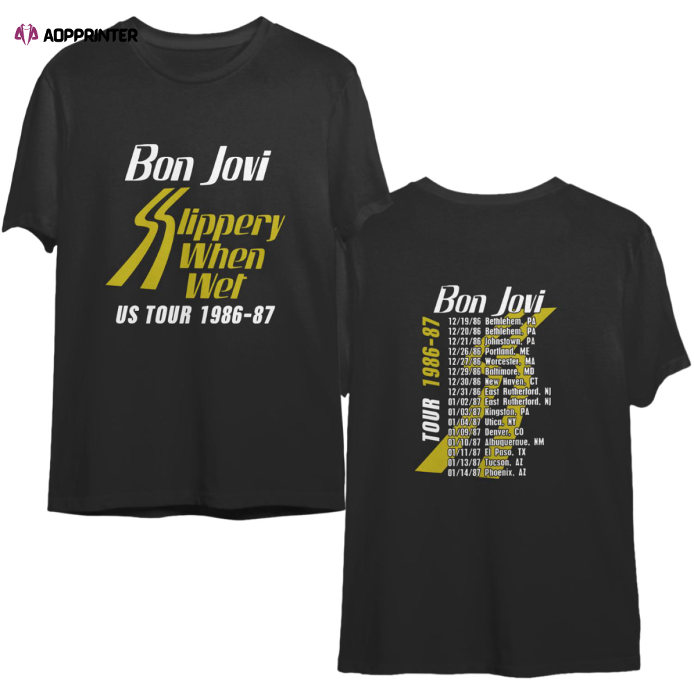 Bon Jovi Slippery When Wet Tour Rock and Roll Music Shirt