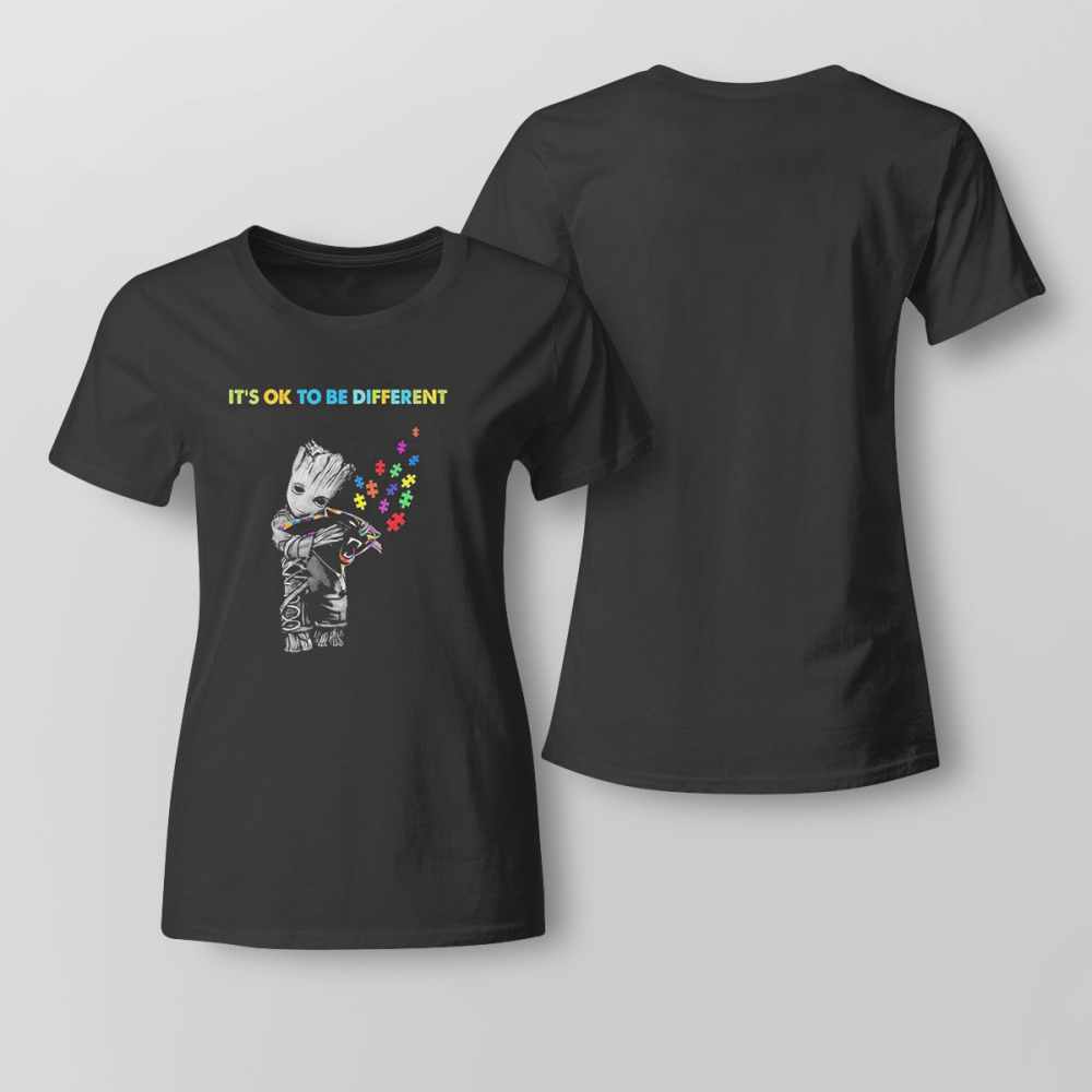 Carolina Panthers Groot Hug Autism Its Ok To Be Different Shirt