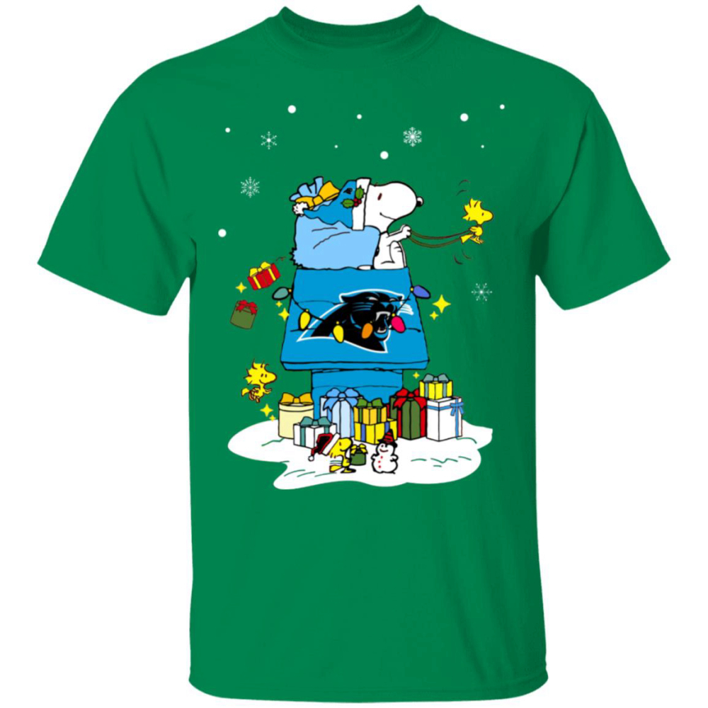 Carolina Panthers Santa Snoopy Wish You A Merry Christmas Shirt