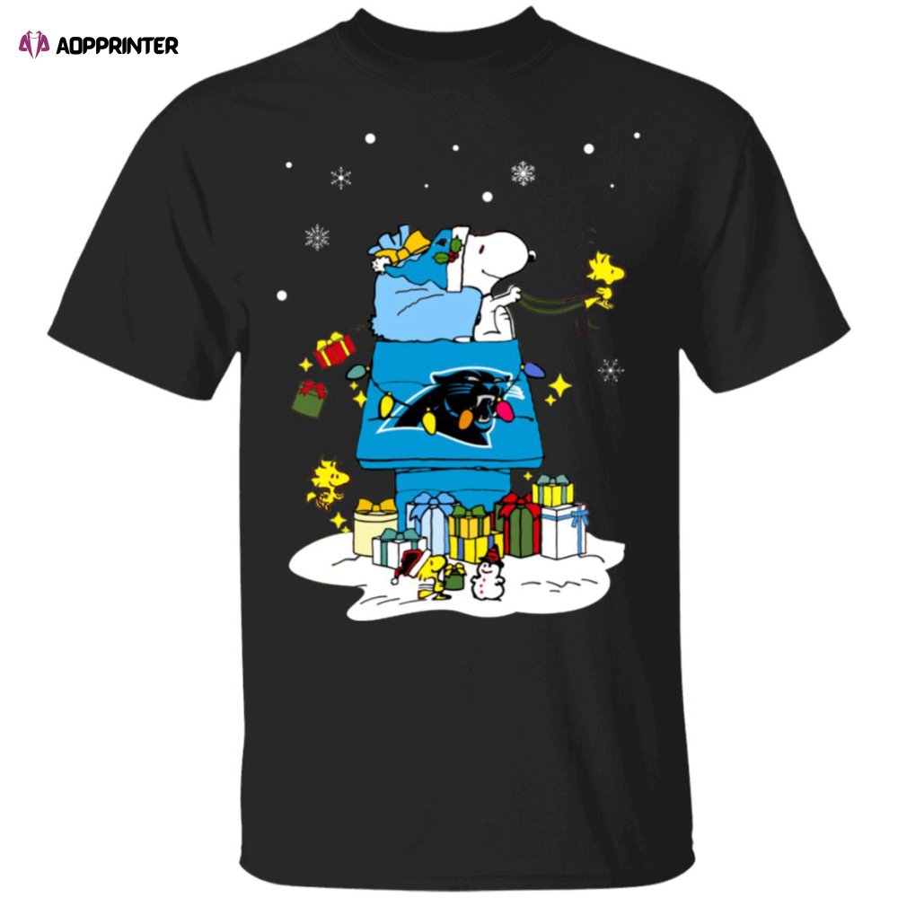 Carolina Panthers Santa Snoopy Wish You A Merry Christmas Shirt