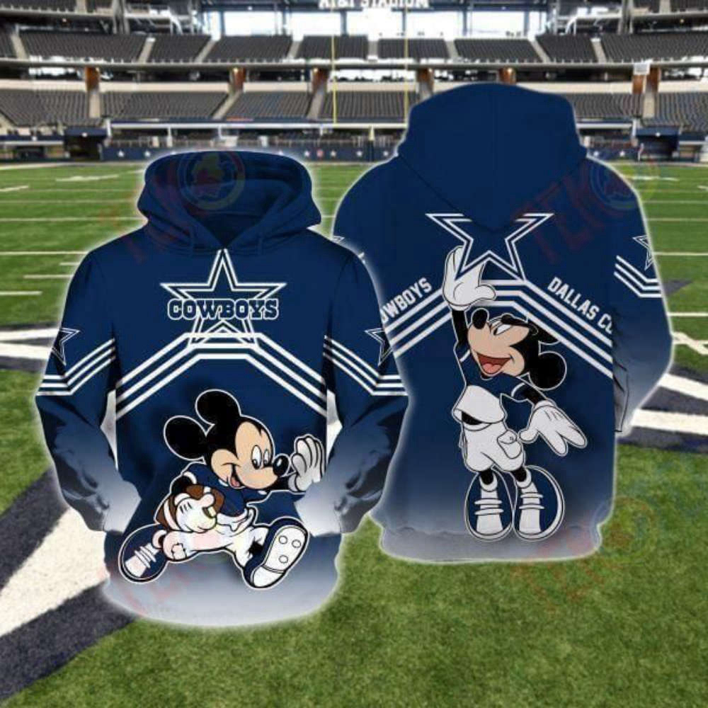 Cheerleaders Mickey Mouse Dallas Cowboys 3D Hoodie – Perfect Fan Gift