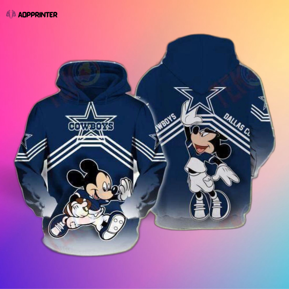 Cheerleaders Mickey Mouse Dallas Cowboys 3D Hoodie – Perfect Fan Gift