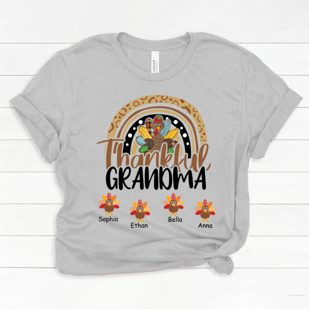 Chillever Personalized Thankful Grandma With Grandkids Thanksgiving Shirt Classic Canvas