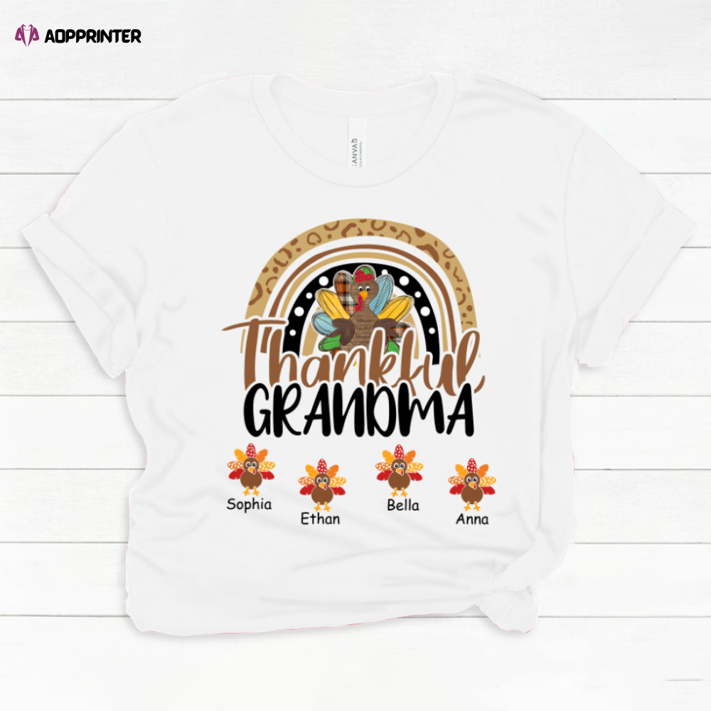 Chillever Personalized Thankful Grandma With Grandkids Thanksgiving Shirt Classic Canvas