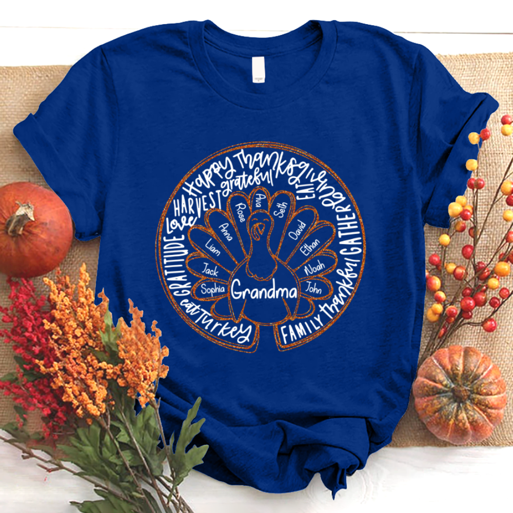 Chillever Thanksgiving Turkey Grandma And Kids LTP01 T-Shirt