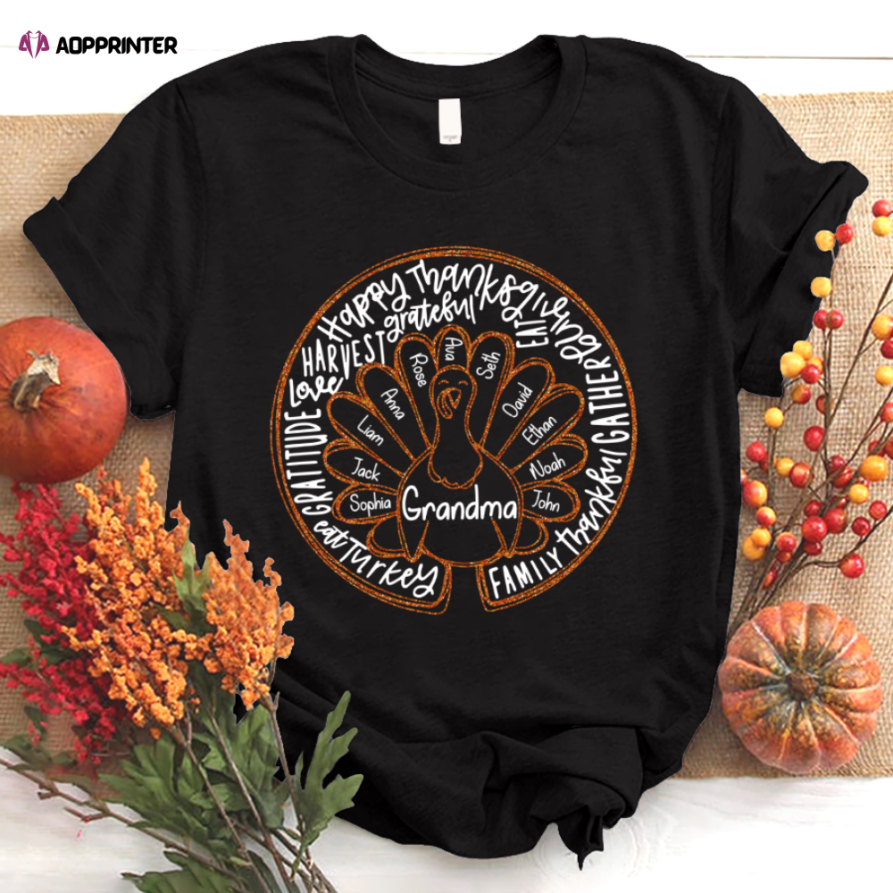 Chillever Thanksgiving Turkey Grandma And Kids LTP01 T-Shirt