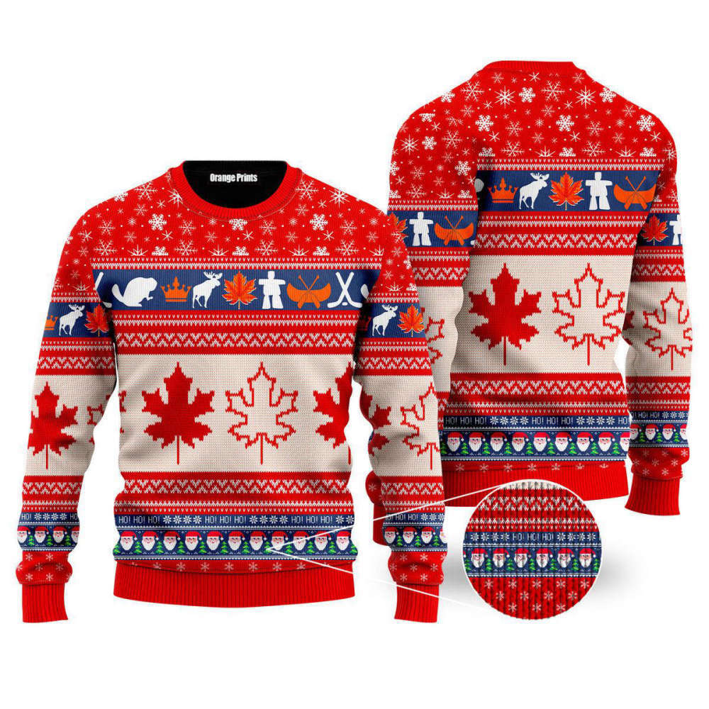 Christmas Canada Maple Leaf Ugly Christmas Sweater For Men & Women UH1050