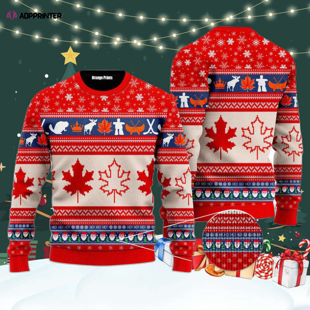 Christmas Canada Maple Leaf Ugly Christmas Sweater For Men & Women UH1050