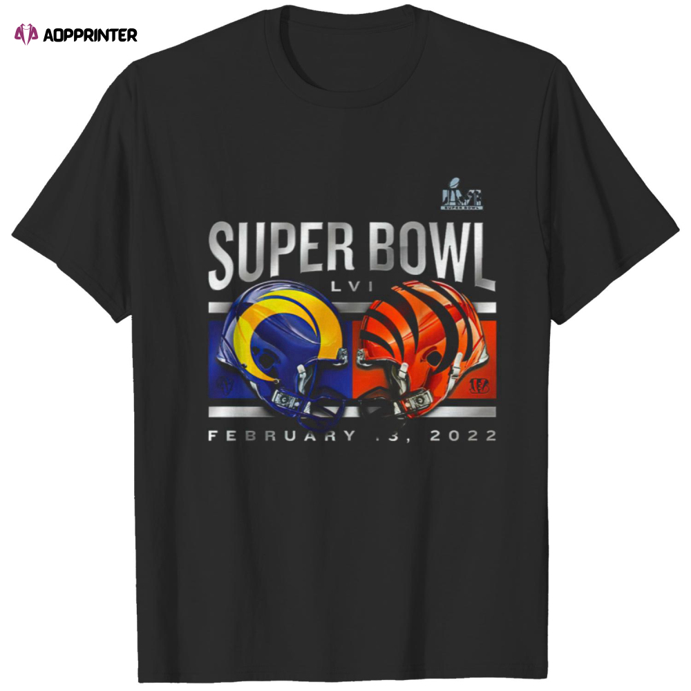 Cincinnati Bengals vs. Los Angeles Rams Super Bowl LVI Matchup T-Shirt
