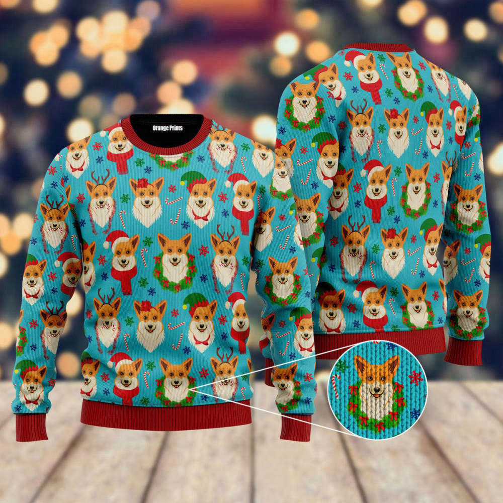 Corgi Snow Dog Christmas Ugly Sweater: Festive Apparel for Men & Women