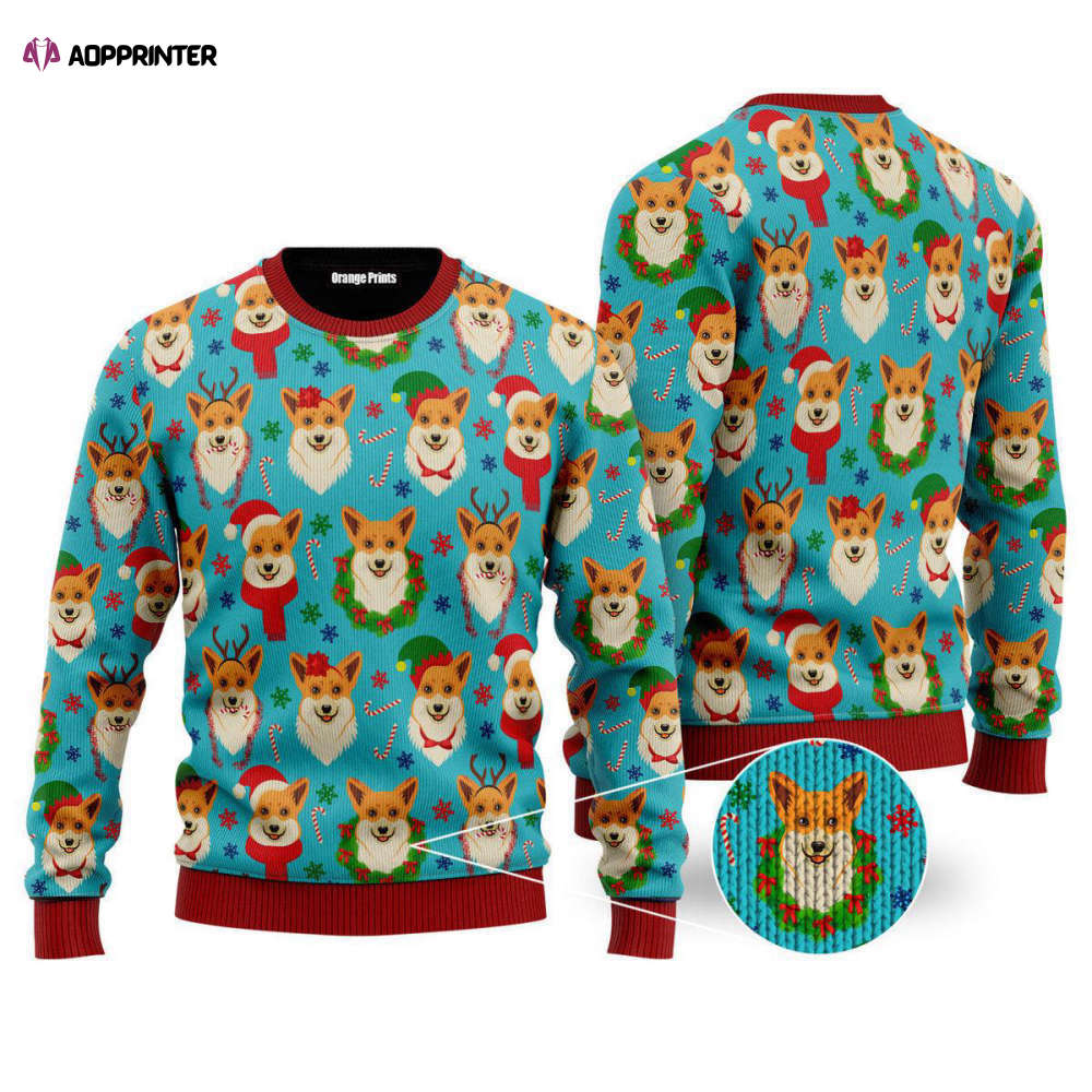 Corgi Snow Dog Christmas Ugly Sweater: Festive Apparel for Men & Women