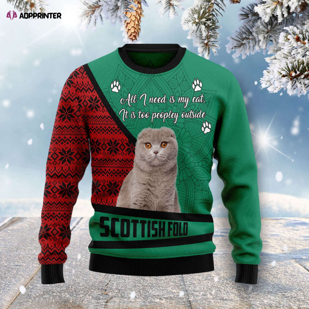 Cozy Scottish Fold Christmas Sweater for Men & Women – Embrace Your Inner Cat Lover!