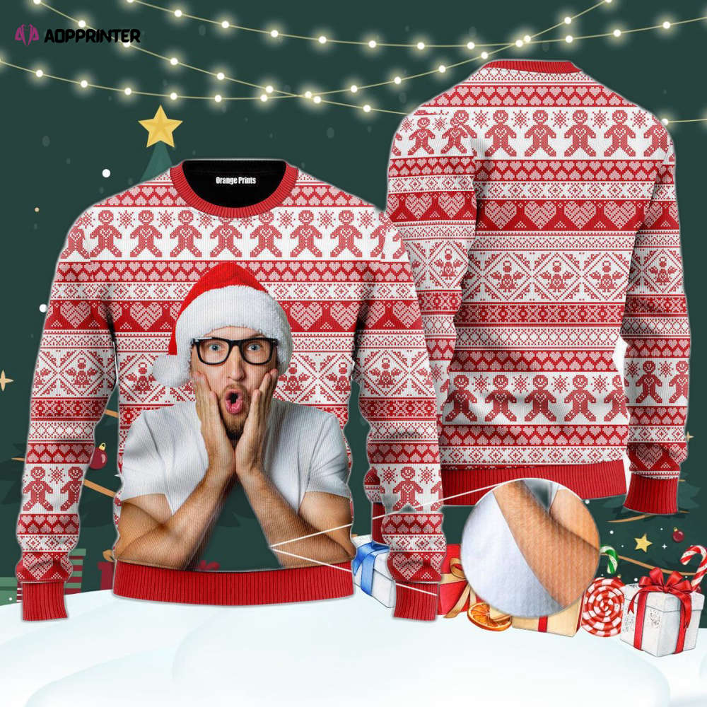 Custom Funny Photo With Red Vintage Custom Christmas Sweaters For Men & Women UP1006