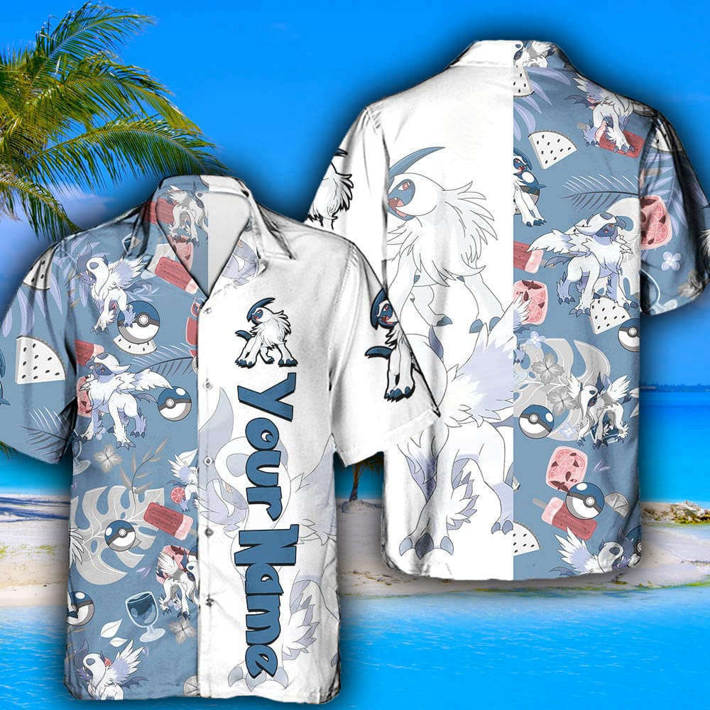Custom Name Pokemon Absol Hawaiian Shirt & Shorts – Aloha Anime Gift for Men & Women