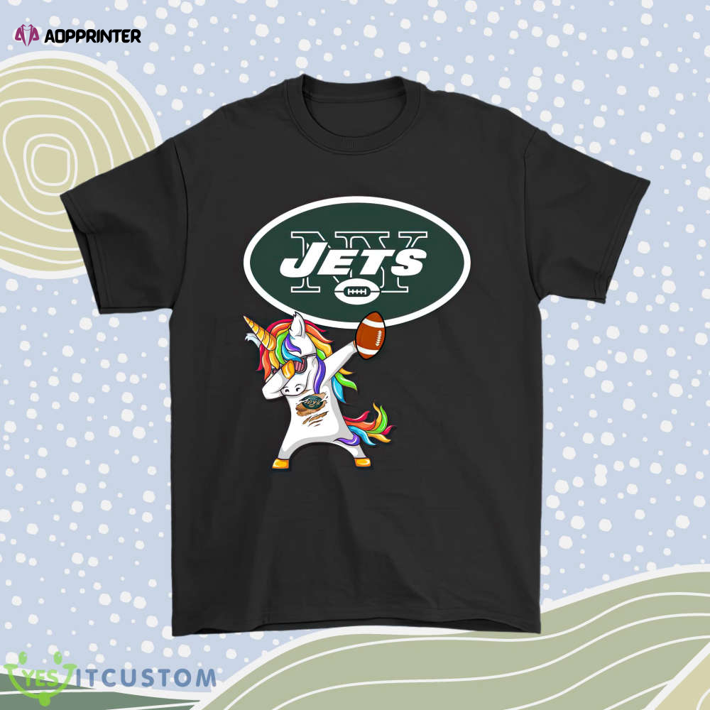 Dabbing Hip Hop Unicorn Dab With New York Jets Football Men Women Shirt
