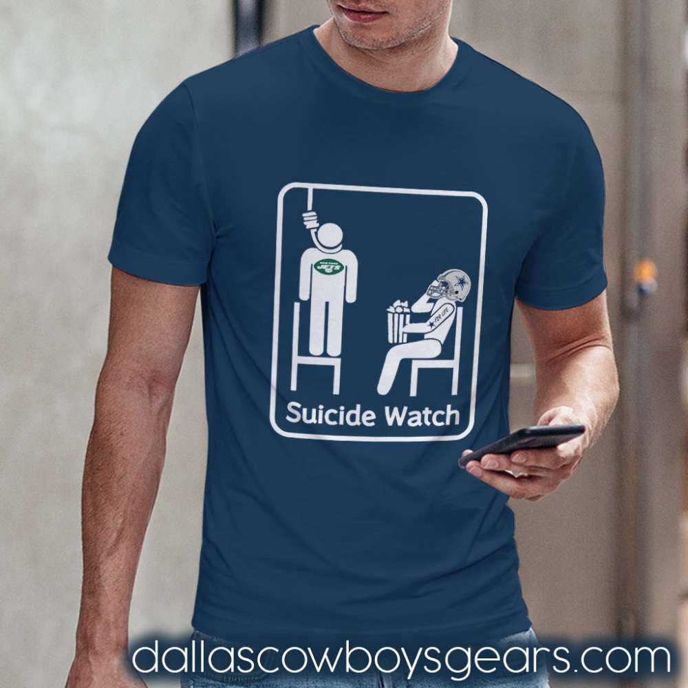 Dallas Cowboys Women’s T Shirts – New York Jets Suicide Watch With Popcorn Funny Shirts
