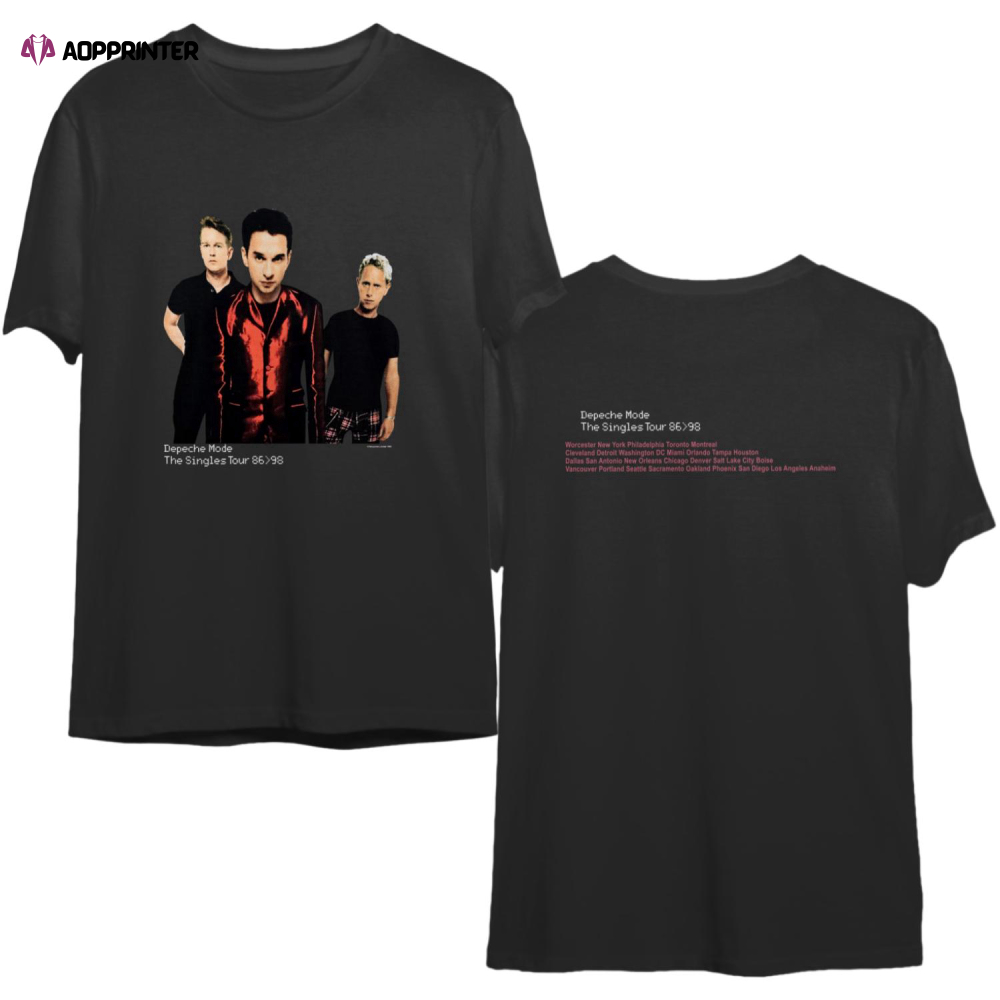 Depeche Mode The Singles Tour 86-98 T-Shirt, 90s Depeche Mode Rock Band Tour Shirt