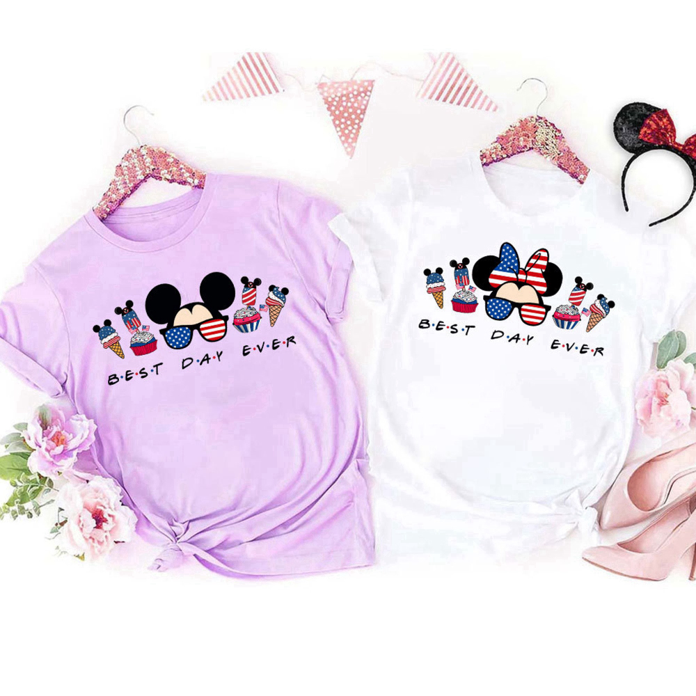 Disney American Head 4th of July Mickey Minnie Best Day Ever Matching T-Shirt