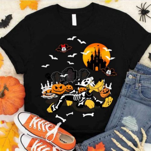 Disney Mickey Skeleton Tshirt, Mickey Mouse Halloween Shirt