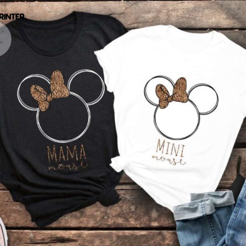 Disney Minnie Mouse Leopard Print Bow Disney trip T Shirt