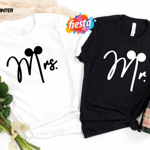 Disney Mr And Mrs T-shirt, Mickey Ears Shirt, Couple’s Disney Shirt Disney Honeymoon Shirt