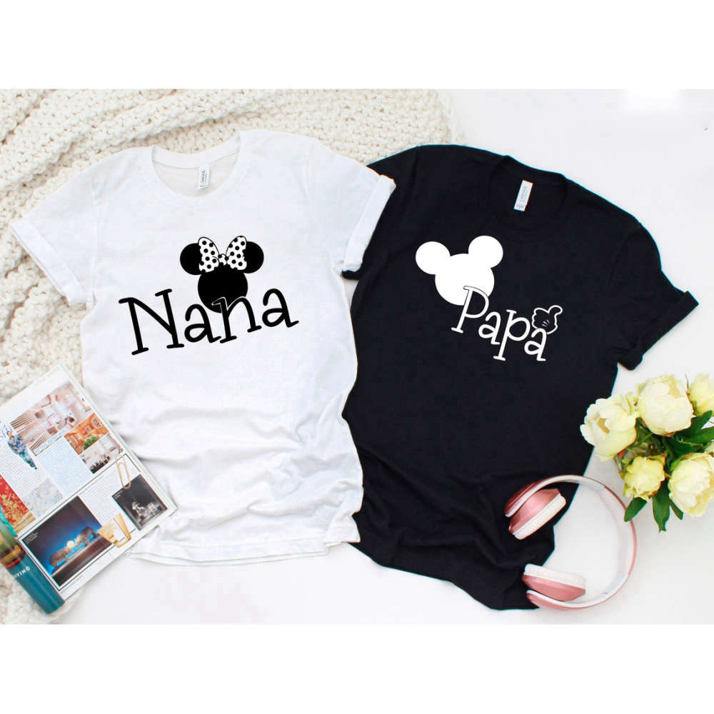 Disney NANA and PAPA Mickey Mouse Minnie Mouse Inspired T-shirt, Disney Grandparents Shirt