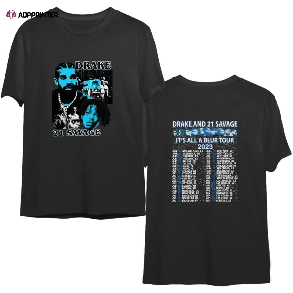 Vintage Drake 21 Savage Tour T-Shirt, Drake It’s All A Blur Tour 2023 Shirt