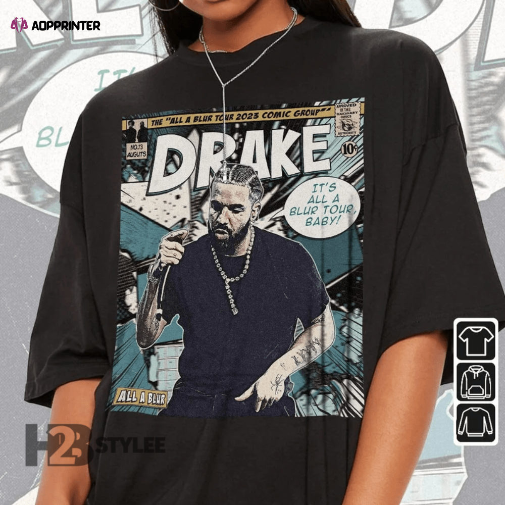 Drake Comic Vintage Drake 21 Savage It’s All A Blur Tour 2023 Drake Music Tour 2023 Graphic Unisex T Shirt, Sweatshirt, Hoodie Size S – 5XL