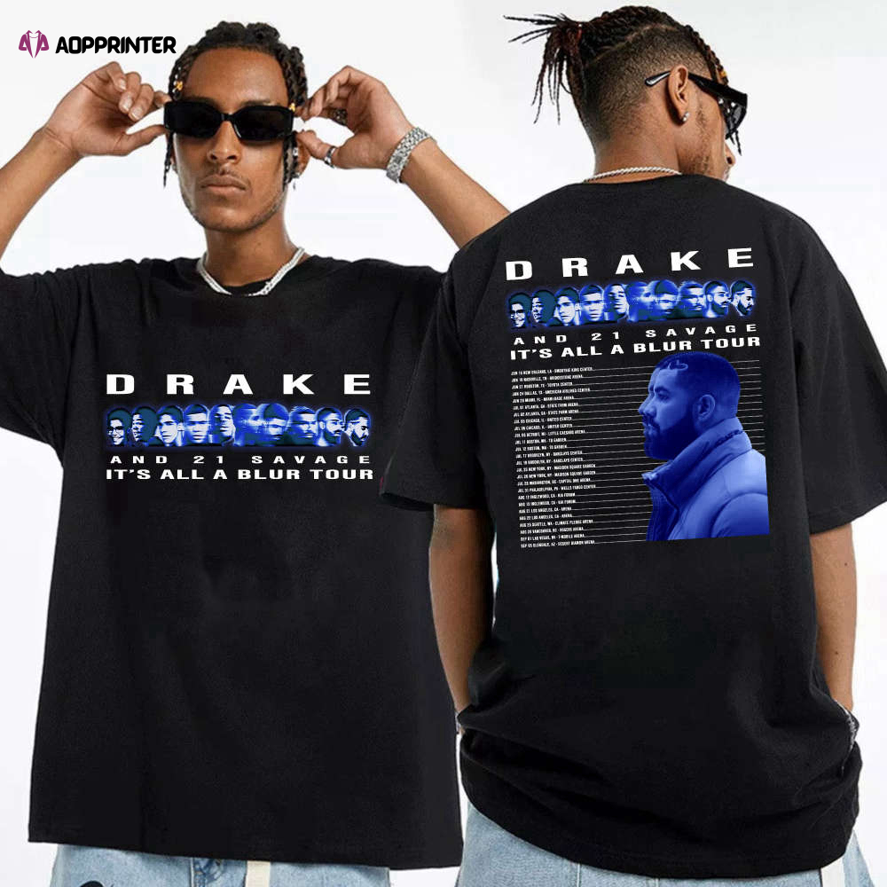 Vintage Drake 21 Savage It’s All A Blur Tour 2023 Drake Music Tour 2023 Two Sided Graphic Unisex T Shirt, Sweatshirt, Hoodie Size S – 5XL