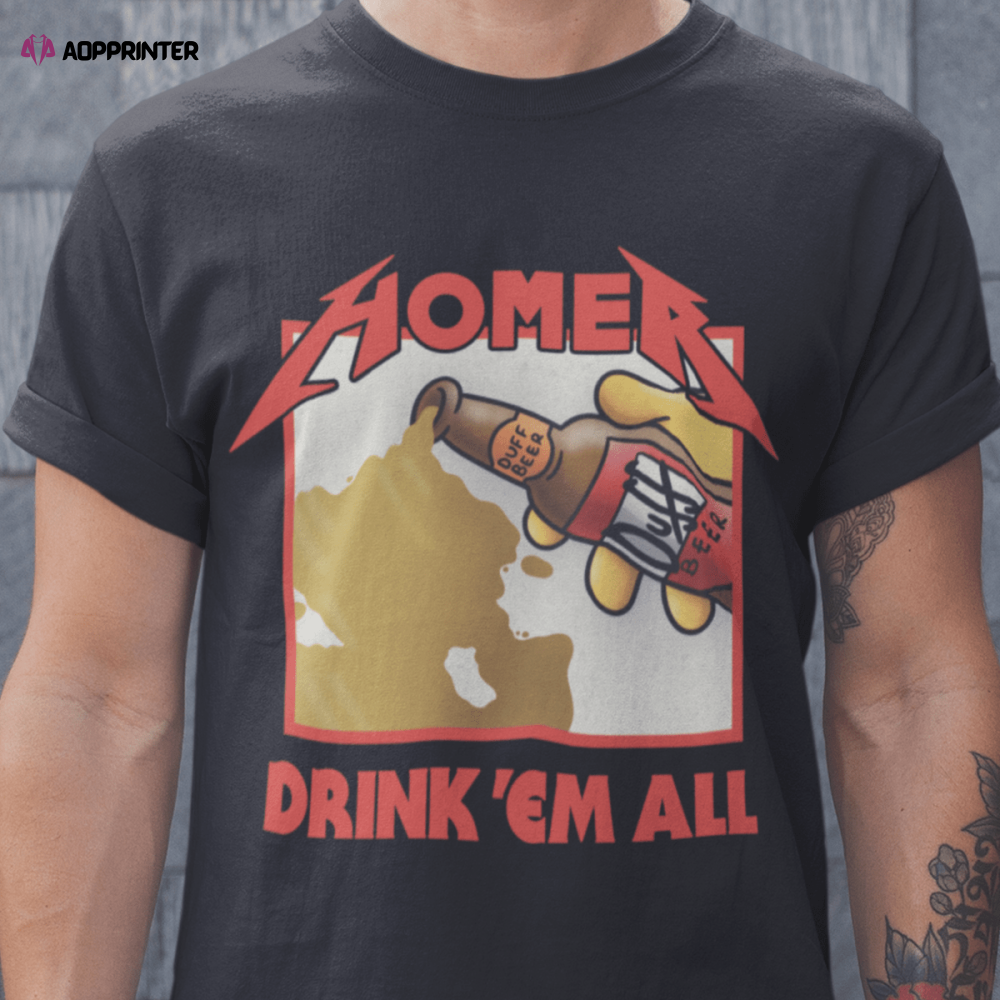 Drink ‘Em All Kill ‘Em All The Simpsons Mashup T-Shirt