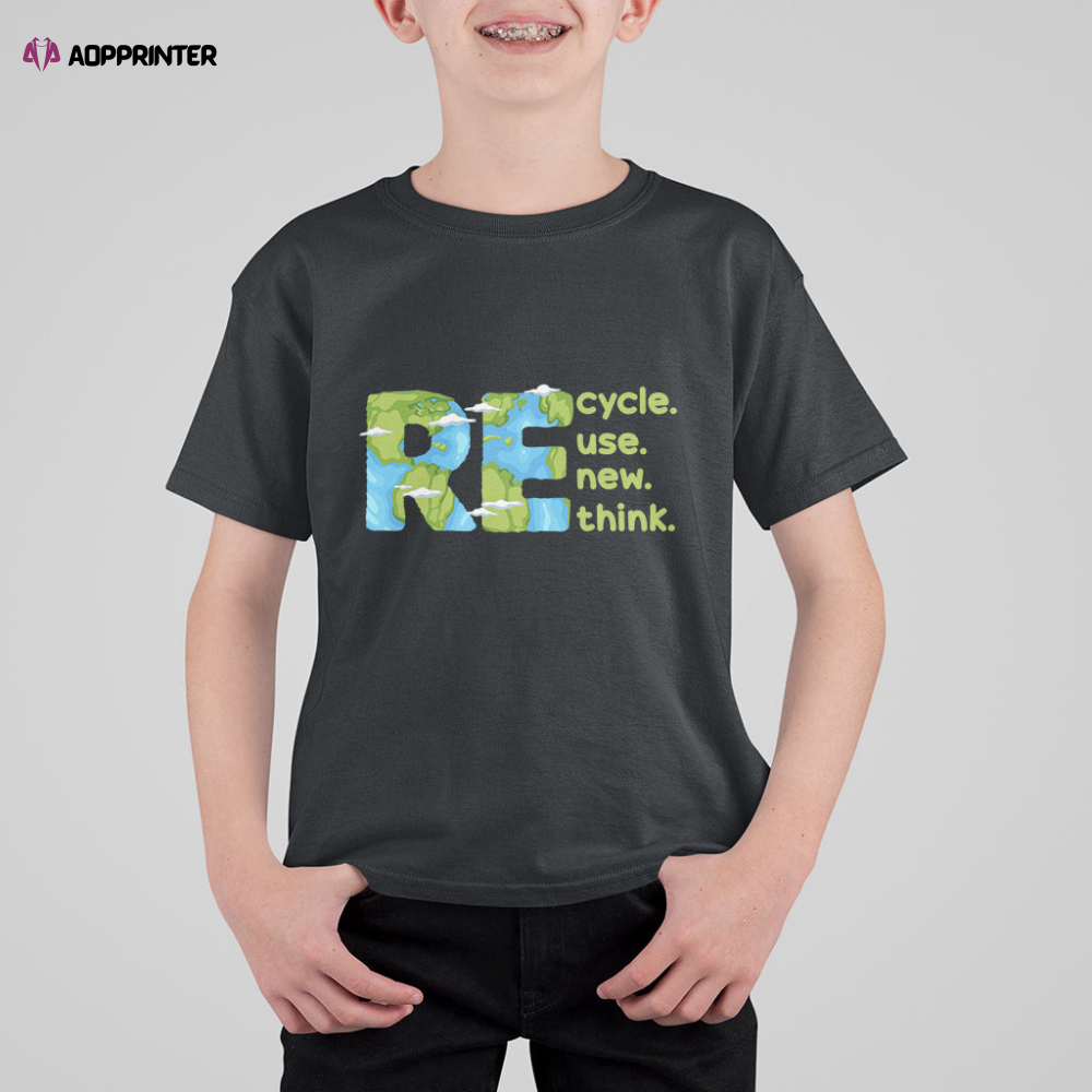 Earth Day T Shirt For Kid Recycle Reuse Renew Rethink Outfit For Earth Day 2023 TS02