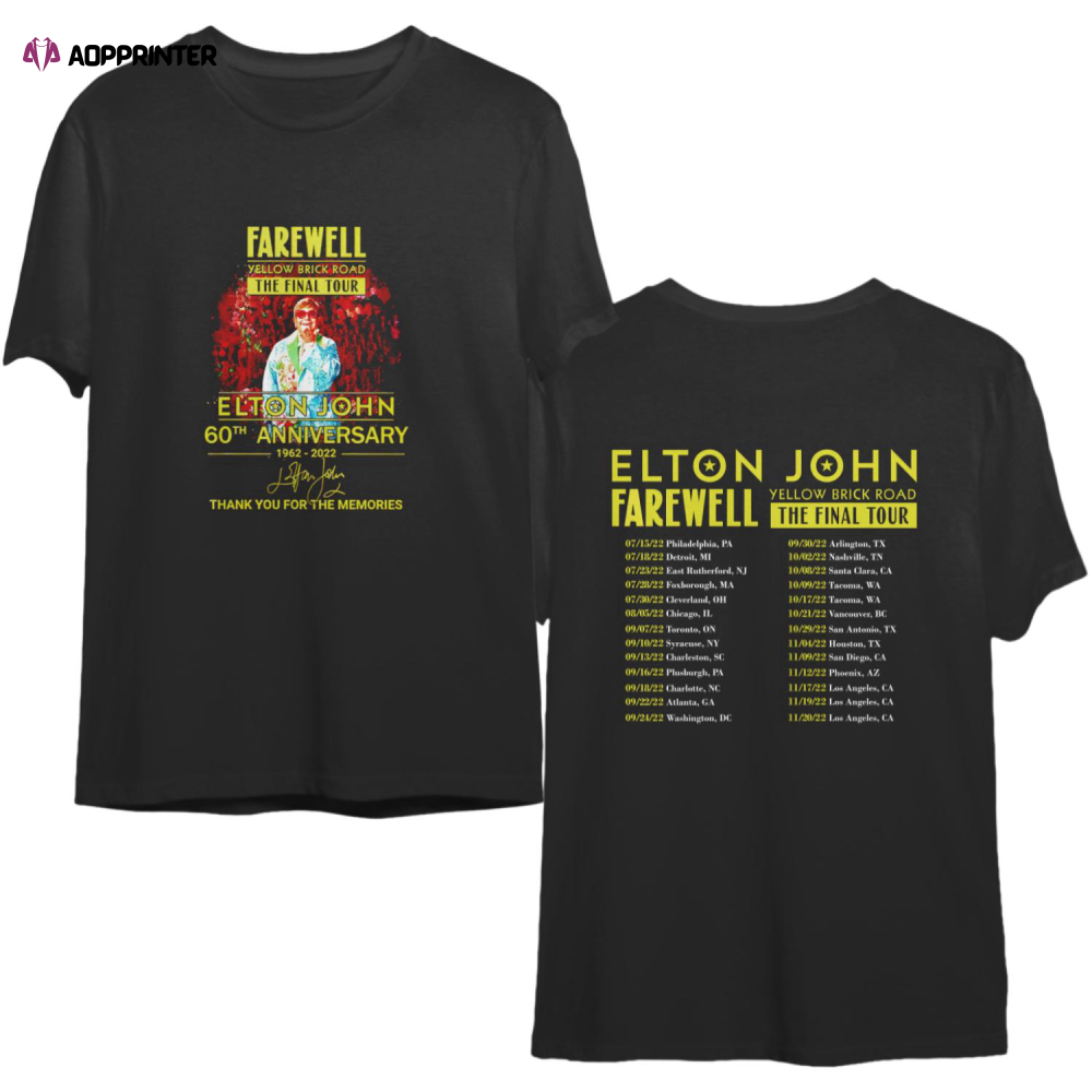 Elton John 60th anniversary 1962 2022 And Tour 2022 T Shirt , Sweatshirt