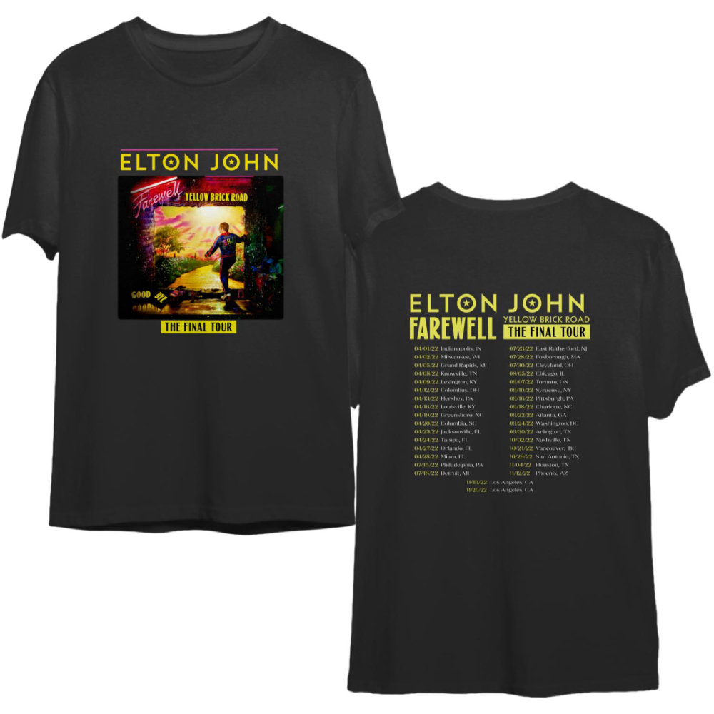 Elton John Farewell Tour Yellow Brick Road The Final Tour 2022 T-Shirt, Elton John Farewell Tour 2022 Shirt, Elton John Tour 2022 Shirt