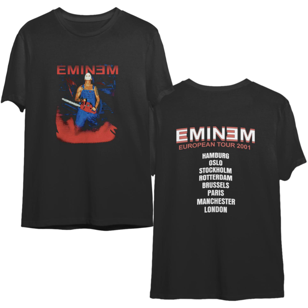 Eminem T-Shirt, Eminem Eurpean Tour 2001 Black T-Shirt