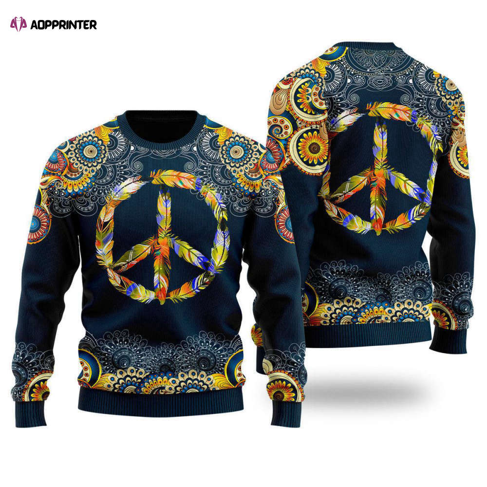 Feather Peace Sign Ugly Christmas Sweater – Unisex UH2036