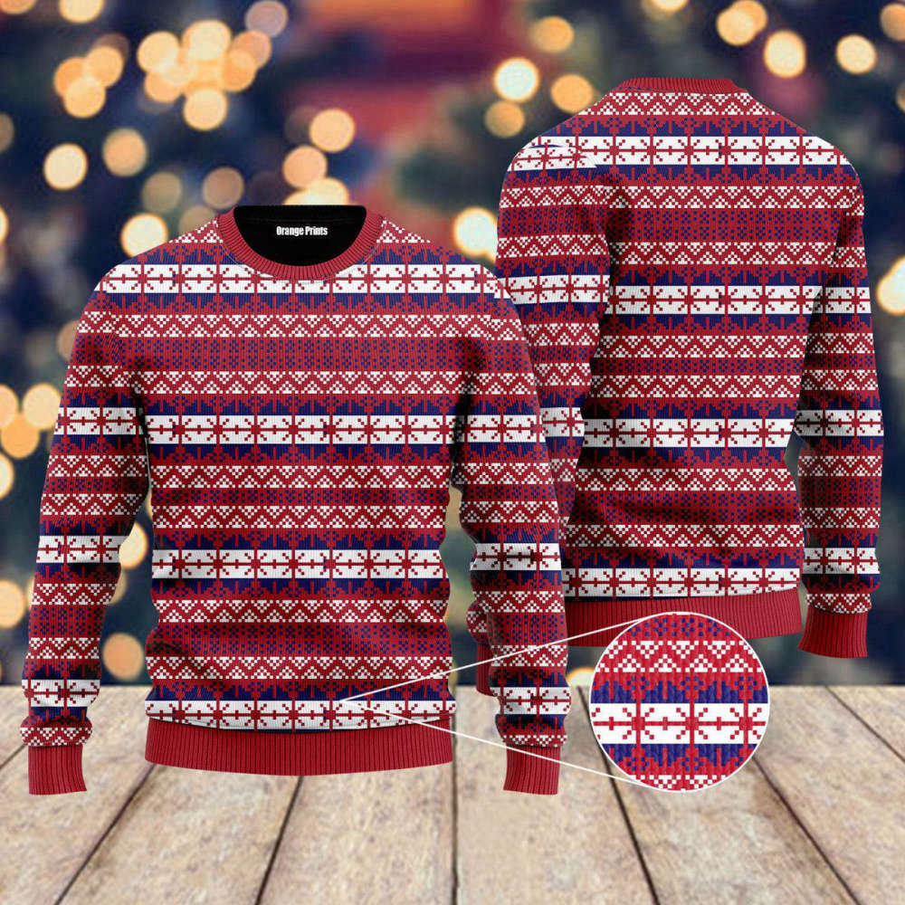 Festive Red Ugly Christmas Sweater – Fancy Xmas Pattern for Men & Women UH1048