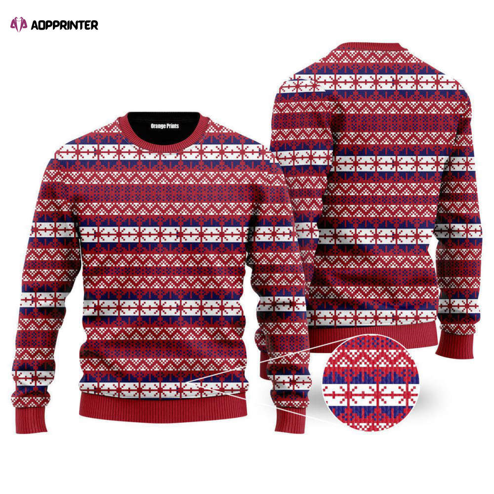 Festive Red Ugly Christmas Sweater – Fancy Xmas Pattern for Men & Women UH1048