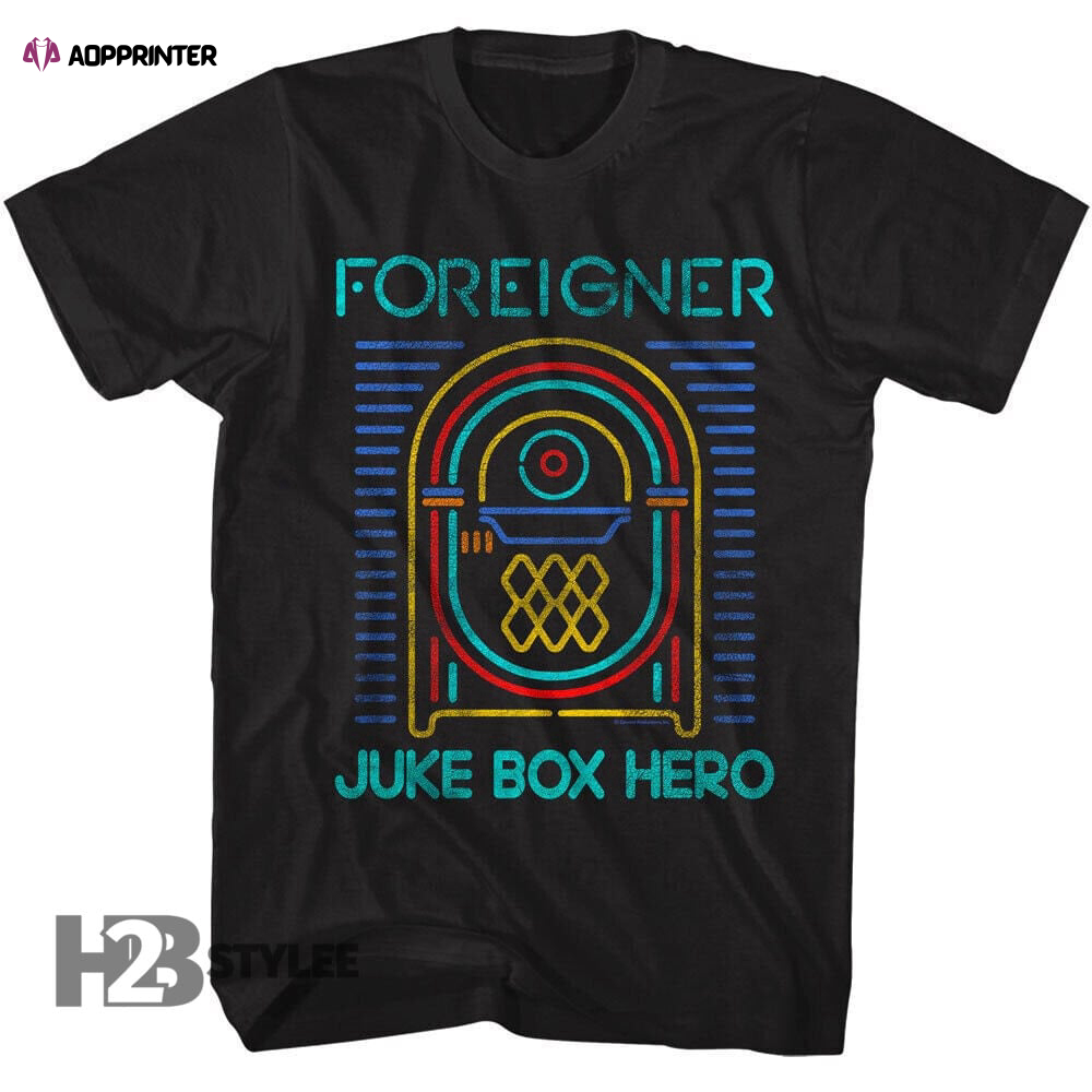 Foreigner Shirt Neon Juke Box Hero Foreigner The Historic Farewell Music Tour 2023 Retro Vintage Unisex T Shirt, Sweatshirt, Hoodie