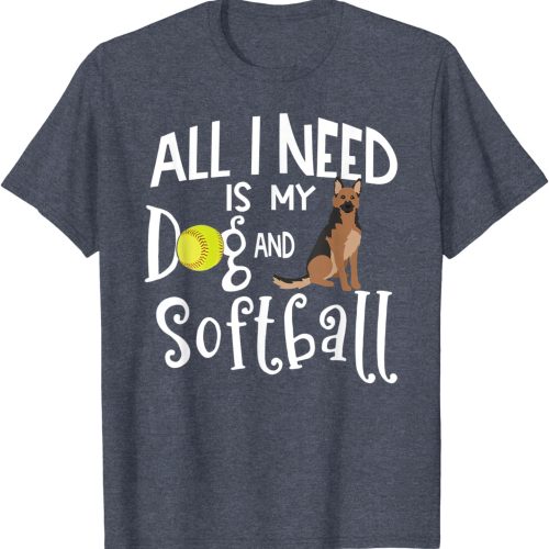 German Shepherd Dog Softball Player Gift T-Shirt