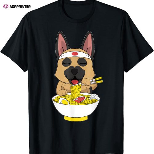 German Shepherd Japanese Ramen Lover T-Shirt Dog Shirt