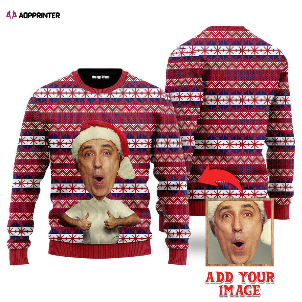 Get Festive with Custom Face on Red Fancy Xmas Ugly Christmas Sweaters – Men & Women UP1009