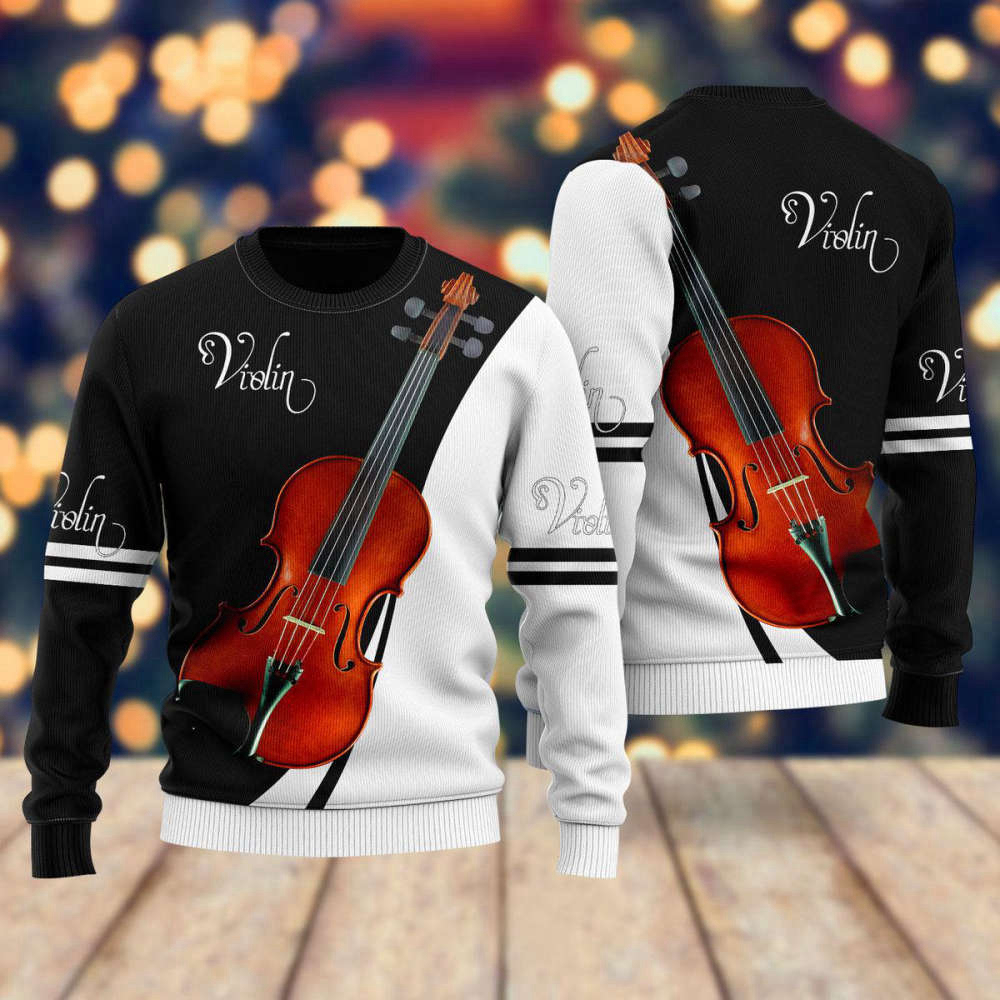 Get Festive with Playful Violin Music Ugly Christmas Sweater – Men & Women UH2034