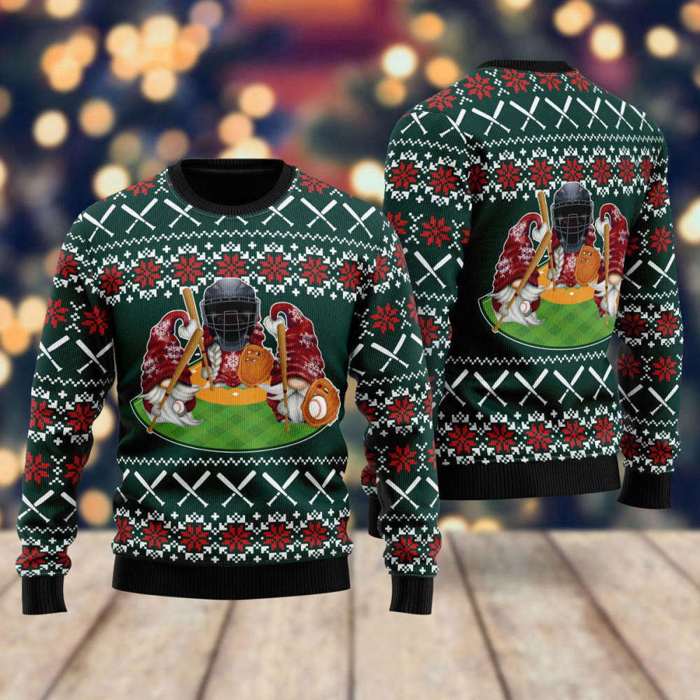 Gnomes Love Christmas Baseball Ugly Sweater – Festive Men & Women s UH1517