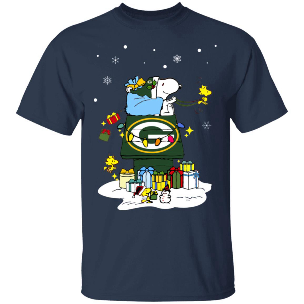 Green Bay Packers Santa Snoopy Wish You A Merry Christmas Shirt