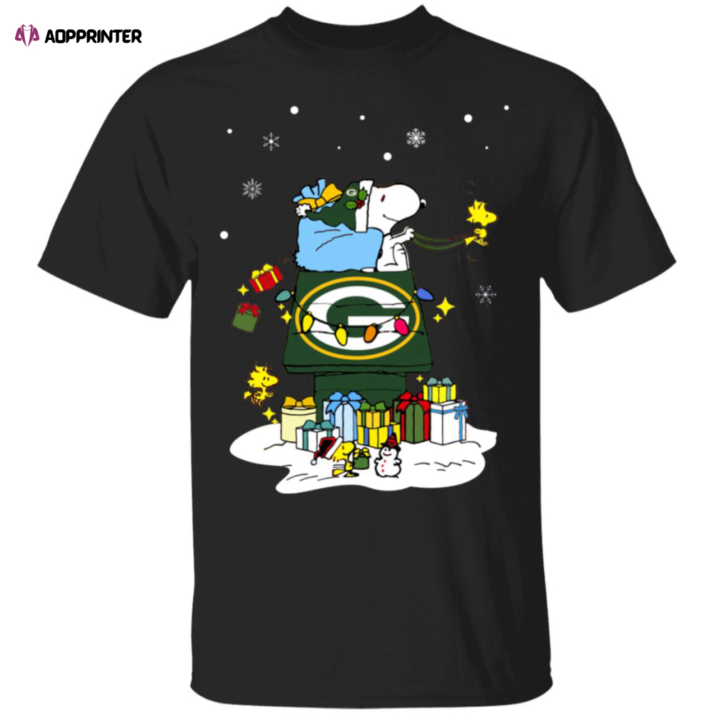 Green Bay Packers Santa Snoopy Wish You A Merry Christmas Shirt