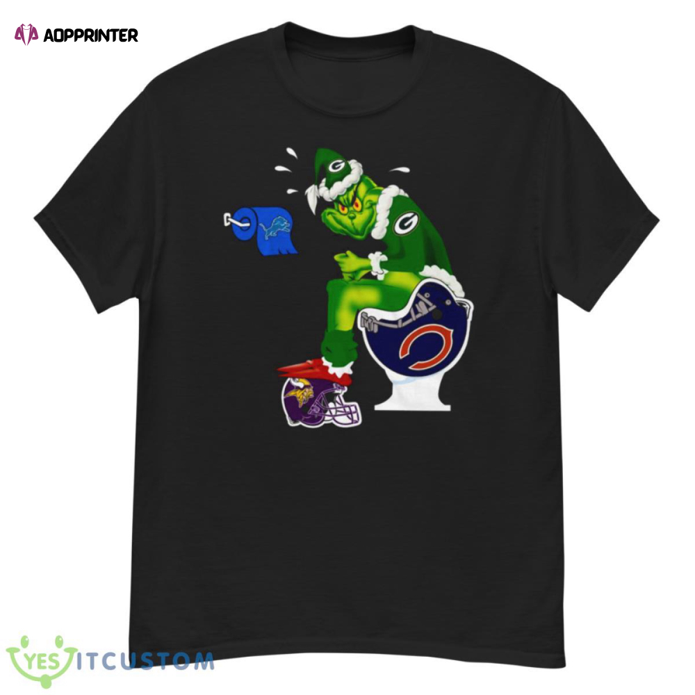 Green Bay Packers The Grinch Toilet Minnesota Vikings Chicago Bears Detroit Lions Christmas Shirts
