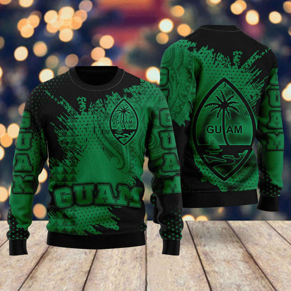 Guam Coat of Arms Green Ugly Christmas Sweater – Men & Women UH2052