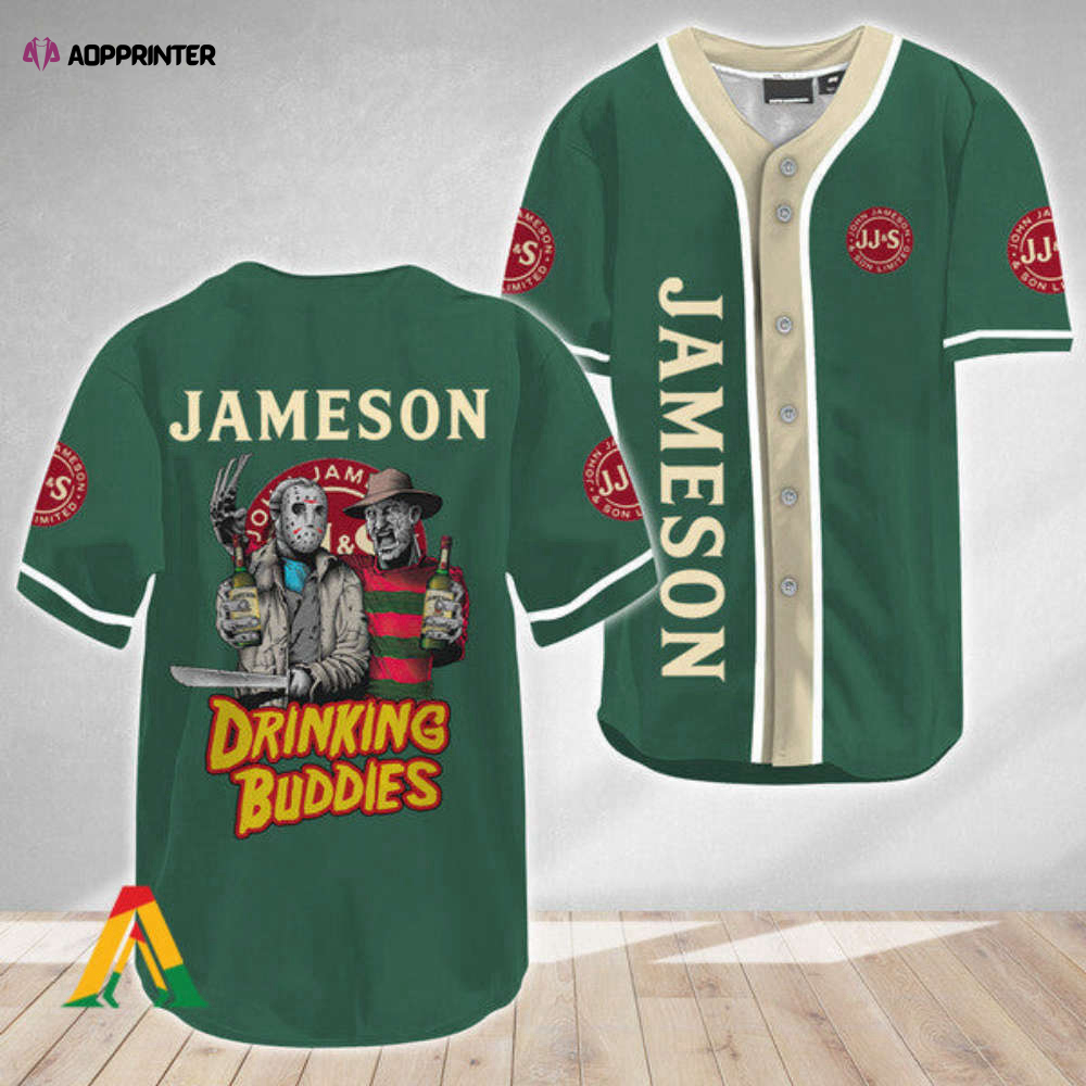 Horror Freddy Jason Drinking Buddies Jameson Whiskey Baseball Jersey